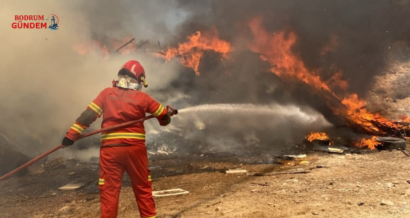 Bodrum’da Çöp Döküm Sahasında Yangın